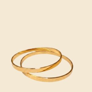 Minimalist High-Shine Gold Plated Plain Bangle Set
