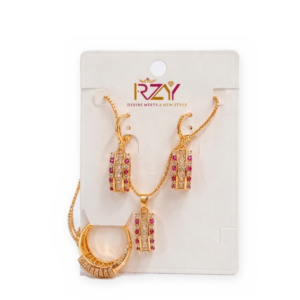 Luxury Ruby Red and Clear Zircon Jewelry Set